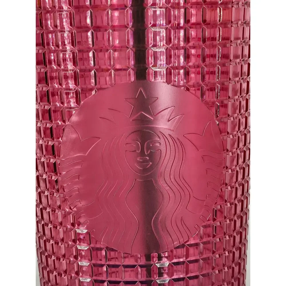 STARBUCKS 2022 COLLECTIBLE TUMBLER – RED TO BLUE GRADIENT – TEXTURED GRID – 24OZ